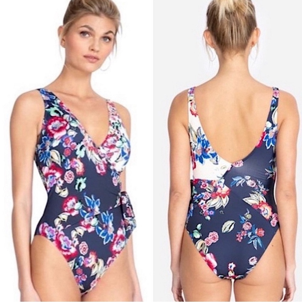 Johnny Was One-piece Swimsuit, Maya wrap in a floral pattern - Picture 3 of 10
